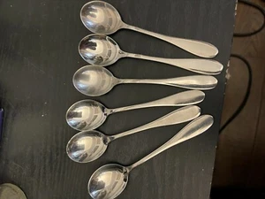 6 Place Oval Soup Spoons WMF Cromargen Teaspoon Stainless - Picture 1 of 2