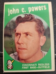 1959 Topps Baseball Card - #489 John Powers, Cincinnati Redlegs Very Good 