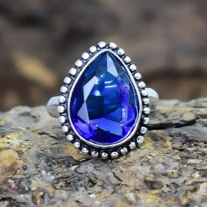 Faceted Tanzanite Quartz Gemstone Handmade Silver Jewelry Ring Size 7 RSLS338 - Picture 1 of 5