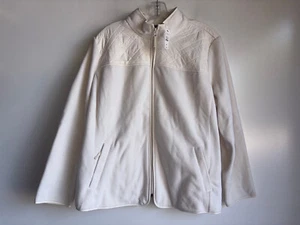 NWT TALBOTS Woman Petites Fleece Zip Jacket Size 2XP Ivory Cream - Picture 1 of 9