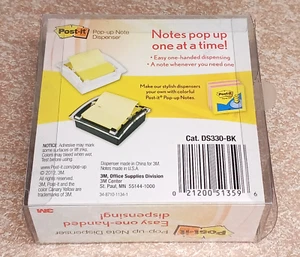 NEW Post-it Pop-up Sticky Note Dispenser 3 x 3 Black Note Pad Included DS330-BK - Picture 1 of 7