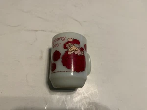 1980 HIMBEERTARTE KAFFEEBECHER ERDBEERE SHORTCAKE ANKER HOCKING USA MILCHGLAS - Bild 1 von 2