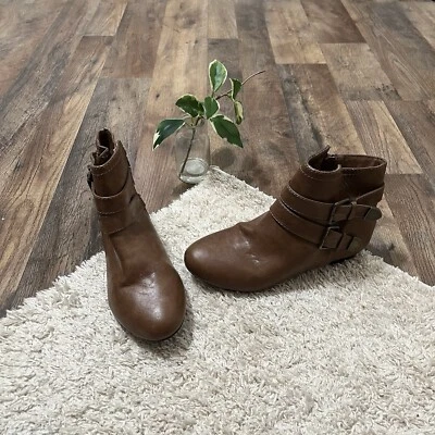 Botines Express Talla 8 Marrón Imitación Cuero Doble Hebilla Sin Cordones Foto 1 de 4