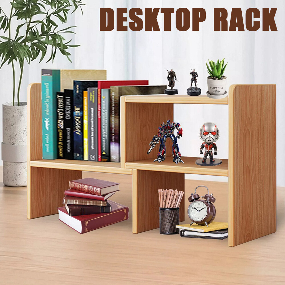 Stackable Shelves Rustic Wood Desktop Shelf Organizer - 2 Tier ...