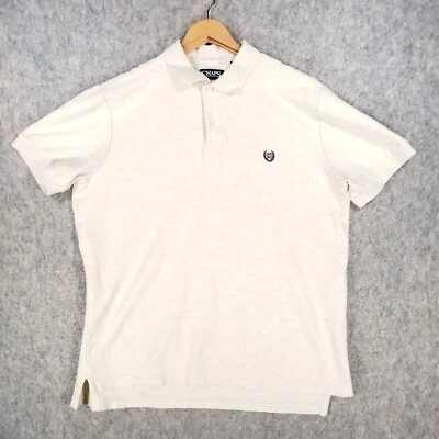 Chaps Polo Shirt Mens Large Beige Blue Crest Logo Preppy Smart Classic USA Top - Image 1 of 4
