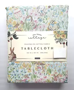 Envogue Easter Bunny Rabbit 60 x 84" Tablecloth 100% Cotton Spring Flowers NWT - Picture 1 of 10