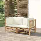 Garden Corner Sofas With Cream White Cushions 2 Pcs Bamboo