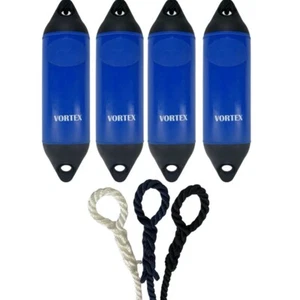 4 x HURRICANE Vortex Bootsfender: Royal Blue PM03 - FREE SPLICED END 10MM ROPE - Bild 1 von 2