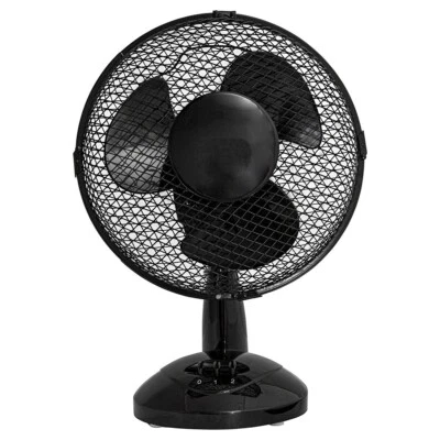 Black 9" Inch Small Oscillating 2 Speed Air Cooling Desk Work Top Fan - BLACK - Image 1 of 4