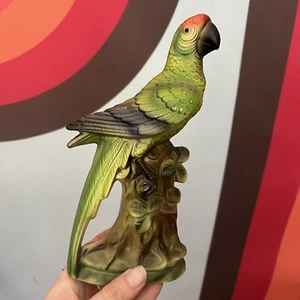 Vintage mid century ceramic green parrot sculpture figurine Japan - Picture 1 of 5