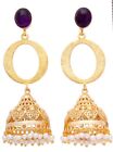 Designer Earrings Jhumka Gold Plated Women Gemstone Wedding Jewelry