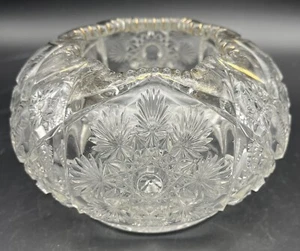 VTG Antique American Brilliant Period Cut Glass Clear Rose Bowl w Gold Detailing - Picture 1 of 11