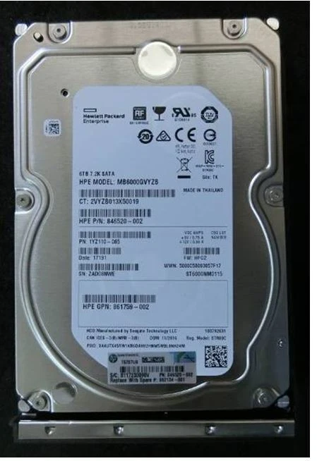 New - 862134-001 - HP 6TB 7.2K DISK SATA-600 3.5IN 512E DS  - Image 1 of 1