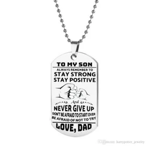 To My Son Strong Positive Love Dad Erkennungsmarke Halskette, ideal für Vatertag! - Bild 1 von 1