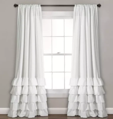 Juego de 2 paneles de cortina de ventana con filtro de luz de bolsillo con volante Allison - exuberantes Foto 1 de 4