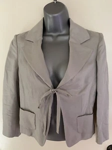 Laura Ashley grauer kurzer Blazer Jacke mit Bindeband vorne Größe 8 - Bild 1 von 12
