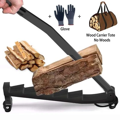 Wall Mount Steel Firewood Splitter, Kindling Wood Cracker Cutting Tool for Home