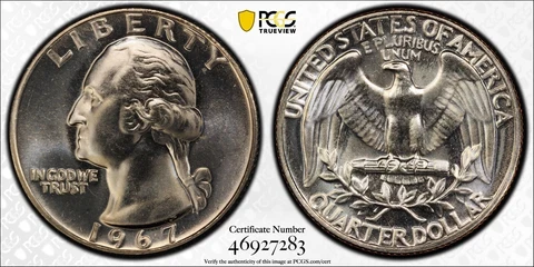 1967 SMS Washington Quarter PCGS SP67 DDO FS-101 Variety Coin 25C Cover