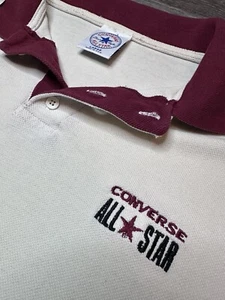 Converse All Star Vintage Cream Polo  Collared Logo Large Hippy Skater Retro - Picture 1 of 14