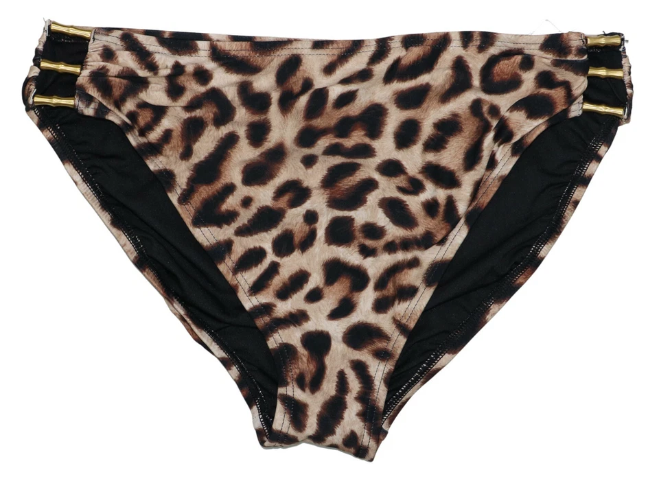Carmen Marc Valvo Animal Print Hi-Waist Bathing Suit Bikini Bottom L NWT Black - Image 1 of 1
