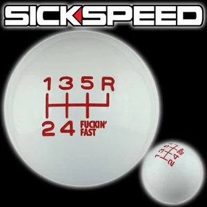 WHITE/RED FING FAST SHIFT KNOB FOR 6 SPEED SHORT THROW SHIFTER 12X1.75 S20 - Picture 1 of 1