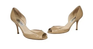 JIMMY CHOO Nude Beige D'Orsay Open Toe Pumps 38 / 8 US - Picture 1 of 12