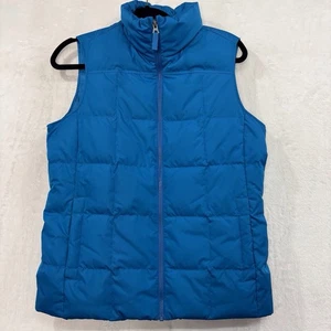 Lands End Goose Down Puffer Vest Women's S 4 6 Blue Full Zip - Picture 1 of 12