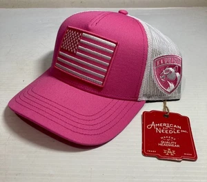 Florida Panthers Mesh Hat Cap Snap Back NHL Hockey American Needle Pink USA Flag - Picture 1 of 11