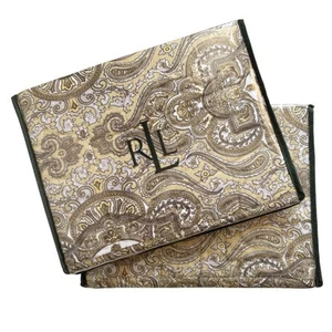 2 Ralph Lauren Quilted Standard Pillow Shams Paisley Tan Brown Neutral NIP - Picture 1 of 6