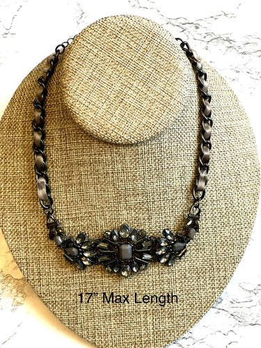 VETEMENTS Collana grigio canna di fucile catena e nastro indie grunge Y2K girocollo regolabile