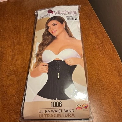 Ann Michell Ultra Waist Band Waist Trainer 3 Hooks And Zipper Black - Image 1 of 4