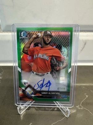 2018 Bowman Chrome Rookie Autographs Sandy Alcantara #BCRA-SA (AU RC) /99 - Image 1 of 2