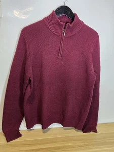 Mens Samuel Windsor 1/4 Zip Jumper Sweater Red Size Medium Wool Blend 21" Pit. - Picture 1 of 7