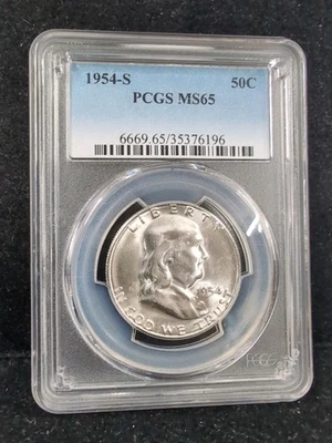 1954-S 50C Franklin Silver Half Dollar PCGS MS65 #5818 - Image 1 of 3