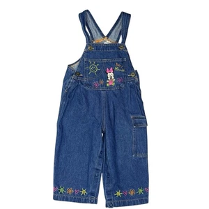 Vintage Adorable Disney Babies Minnie Mouse 100% Cotton Overalls With Embroidery - Picture 1 of 7