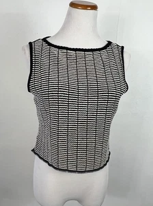 St. John Strick Wollmischung ärmelloses Top in schwarz/weiß Medium Bluse Lagenlook - Bild 1 von 5