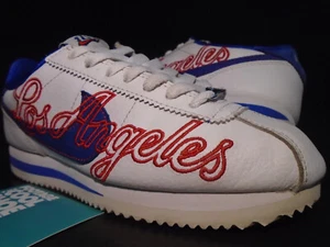 2020 NIKE CORTEZ BASIC LEATHER LOS ANGELES DODGERS LA WHITE ROYAL BLUE RED 5Y 5 - Picture 1 of 12