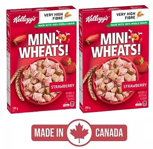 2-Pack Kellogg's Mini-Wheats Cereal Strawberry (390g) Canada Breakfast Snack Box - Picture 1 of 5