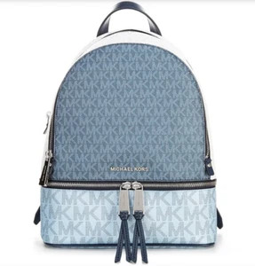 Zaino Michael Kors Rhea Medium Colorblock Silver Hardware Firma Logo Nuovo con etichette - Foto 1 di 10