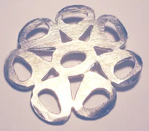 VINTAGE Modernist EDOUARD RAMBAUD PARIS Silver Tone ABSTRACT FLOWER 2.5" PIN - Picture 1 of 2
