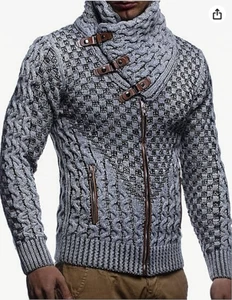 Leif Nelson Herren Strickjacke mit Reißverschluss, Regular Fit, Schwarz/Grau, XL - Bild 1 von 4