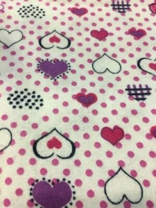 pink purple black hearts, love, polka dot, 100% Cotton Flannel fabric - Sold by - Picture 1 of 1