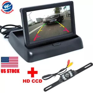 TFT Color 4.3 inch Foldable Display Monitor+7 LEDs Car Rearview Backup Camera - Picture 1 of 8