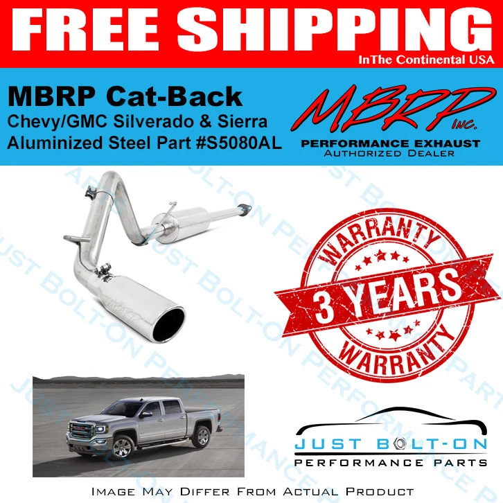 MBRP 3" Cat-Back 2014-2018 GM Sierra Silverado 4.3L 5.3L ALUMINIZED S5080AL Foto 1 de 1