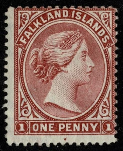 1882 Falkland Islands 1d Dull Claret SG5 Full OG Very Fresh VG MM Cat. £325.00 - Picture 1 of 1