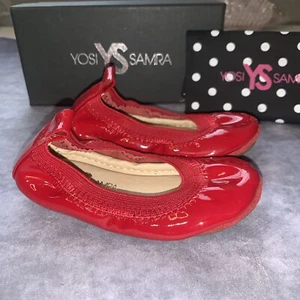 Yosi Samra Little Girl Shoes Size 5C Red Ballet Flats Sammie Run Small - Picture 1 of 8