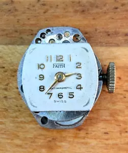 Vintage SHEFFIELD FAITH Antimagnetic 7 Jewel 15mm Watch Movement PARTS or REPAIR - Picture 1 of 7