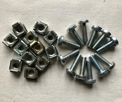 19inch Equipment Rack Nuts & Silver M6 Bolts 20mm, Pack of 12. - Image 1 of 4