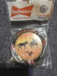 Budweiser 1996 Metal Coasters Six Pack In Baggie - Picture 1 of 2