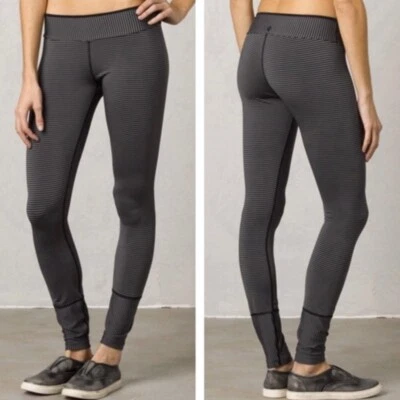 Leggings Prana Zafiro Gris Negro Rayas Absorbentes de Humedad Pequeños Foto 1 de 4